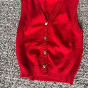 SHEIN Red Button-Up Knit Vest